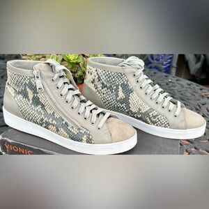 🧦Vionic Womens Gray & Tan  Splendid Torri High-Top Sneaker Orthaheel Technology